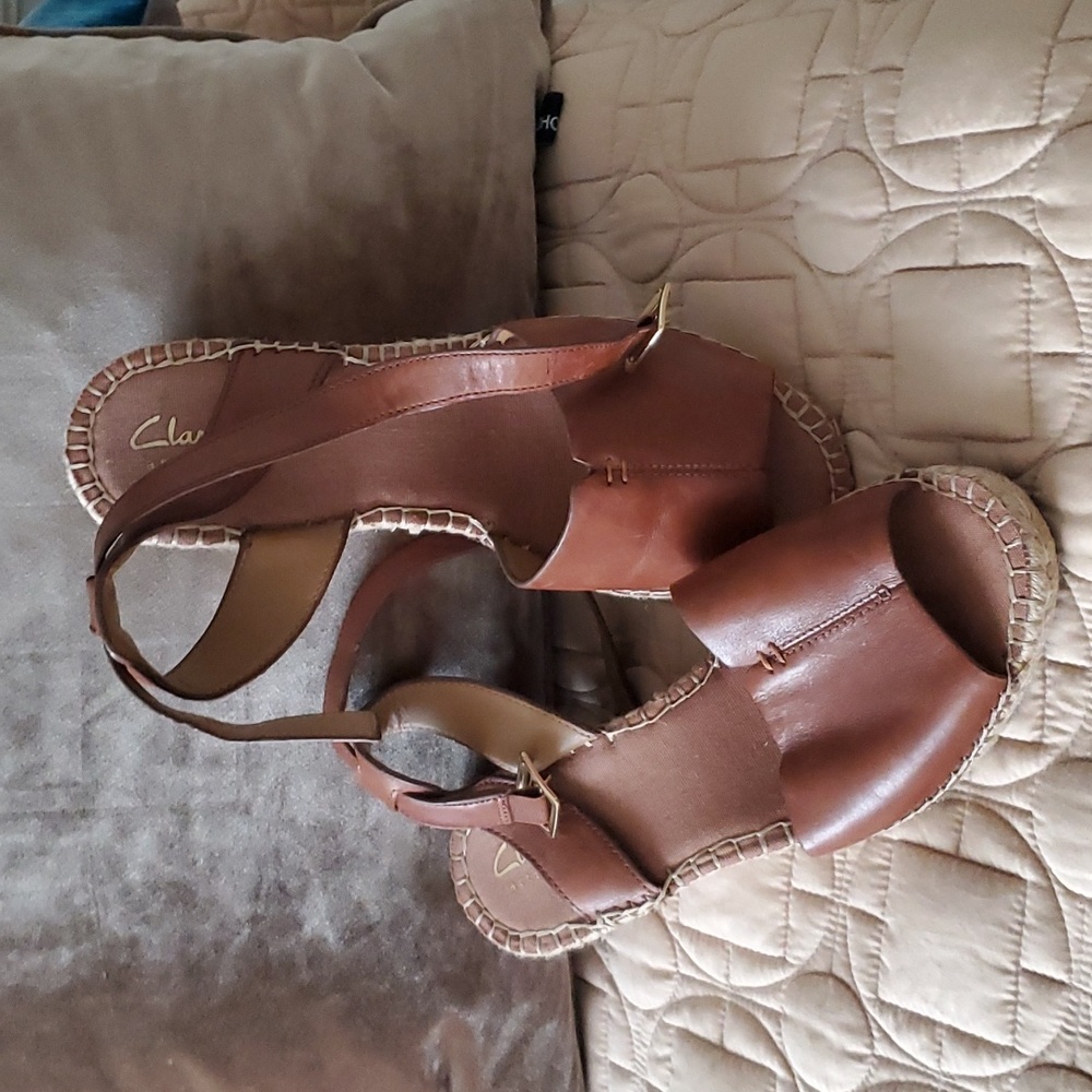 Clarks Artisan Slingback Espadrille Wedge Petrina Selma Ankle Strap.